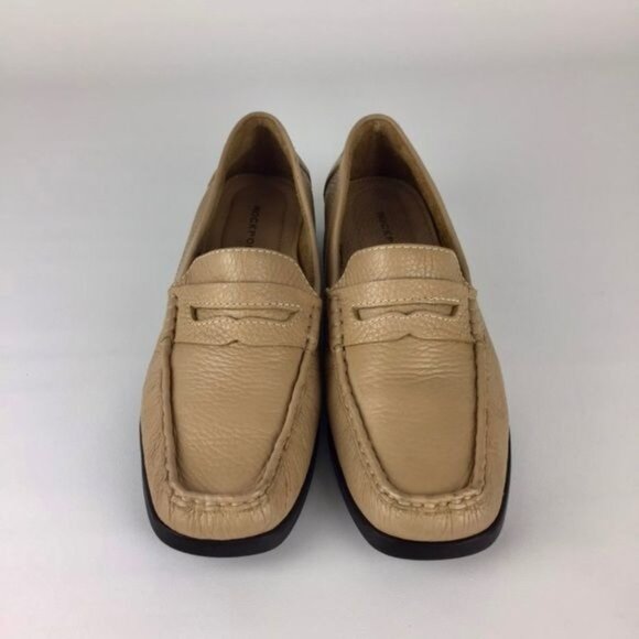 Rockport Tan Camel Pebbled Leather Penny Loafers 7.5 - Picture 2 of 15